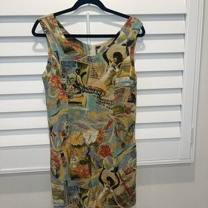 Rainbow Hawaiian Floral Vtg Jams World Shift Dress